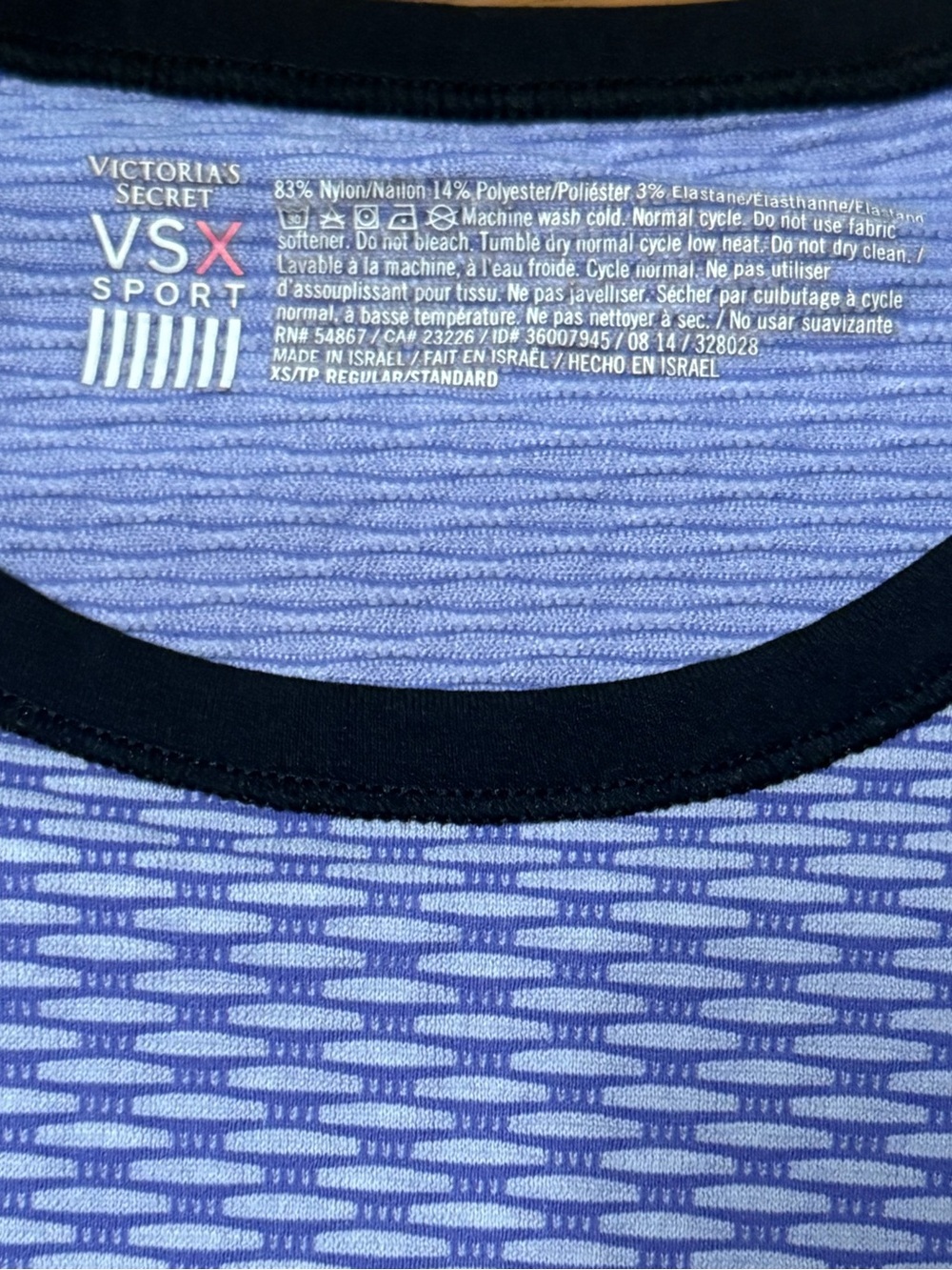 Victoria's Secret VSX Sport Lavender and Black Patterned Athletic Top - Picture 3 of 3